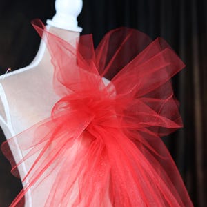 Red 108 in wide tulle fabric, Extra wide semi soft matte bridal tulle for veils, wedding decor, dresses, crafts RD-12
