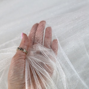 Ivory Glitter Tulle Fabric, Semi Soft, Tulle Fabric by the yard, Sparkle Shimmer Tulle, 20 colors available GM-Ivory 12