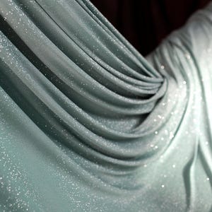a close-up view of a shiny, metallic fabric with a sparkling texture.