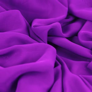 Tela de gasa violeta púrpura cortada a medida, poliéster mate transparente para vestidos