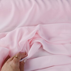Light Pink Polyester Chiffon Fabric: Soft Matte Drape, By The Yard