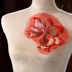 Aplique de lentejuelas rojas para danza lírica, ballet, vestidos de ilusión, disfraces GLT2578Ared