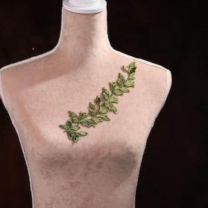 Green Leaves Iron On Applique for Lyrical Dance, Ballet, Illusion Gowns, Costumes GLT2566Agrn