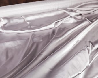 Silver Charmeuse Satin Fabric: Bridal Gowns, Prom Dresses - By The Yard