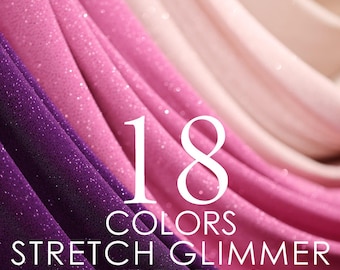 Glitter Spandex Knit Fabric: Shimmer Metallic Stretch Material - 18 Colors