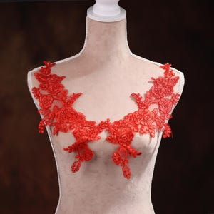 Red Flower Applique Pair for Lyrical Dance, Ballet, Illusion Gowns, Costumes GLT20440red