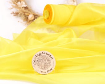 Gelber Kristall Organza Stoff: Schiere Polyester Twinkle für Dekor, Kleider