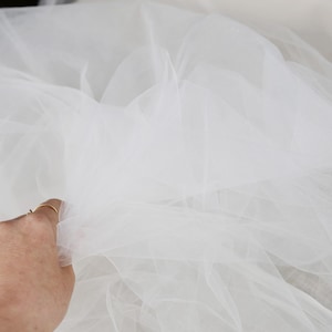 Off White 108 in wide tulle fabric, Extra wide semi soft matte bridal tulle for veils, wedding decor, dresses, crafts OW-02