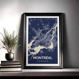 Carte de Montréal, affiche d'art mural pour salon, chambre à coucher, bureau, cadeau - Montréal, Canada, QC, plan de rue moderne, ville natale, décoration d'intérieur