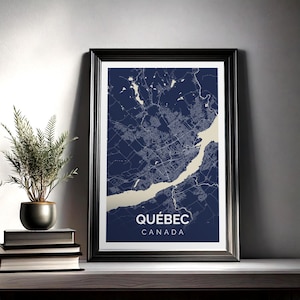 Québec Stadt Karte Print Poster Wandkunst für Wohnzimmer, Schlafzimmer, Büro Dekor