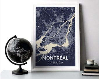 Montreal Map Print Poster Wall Art for Living Room, Bedroom, Office Gift - Montreal Canada QC Modern City Street Map Hometown Home Decor