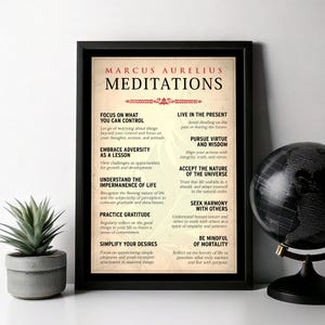 Meditazioni di Marco Aurelio Poster Stampa di Marco Aurelio Arte murale stoica Citazioni ispiratrici Filosofia di vita Motivazionale Arredamento per la casa Ufficio