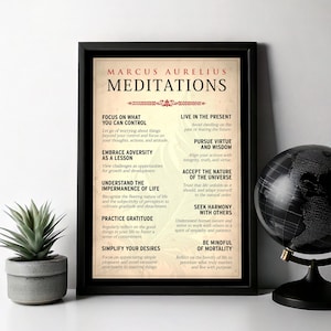Meditações de Marco Aurélio Pôster Impressão de Marco Aurélio Arte de parede estóica Citações inspiradoras Filosofia de vida Motivacional Download digital