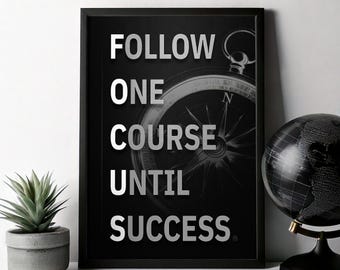 Focus Poster Motivational Wall Art Success Quote Print Discipline Productivity Decor Office Inspiration Home Gym Entrepreneur Printable Gift
