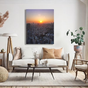Tokyo Japan Skyline Sunset Wall Art for Living Room, Bedroom, Office - Cityscape Horizon Canvas Print - Travel Photography City Urban Decor