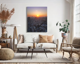 Tokyo Japan Skyline Sunset Wall Art for Living Room, Bedroom, Office - Cityscape Horizon Canvas Print - Travel Photography City Urban Decor