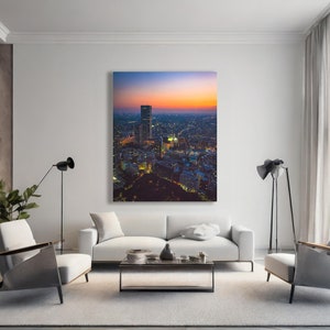 Tokyo Japan Skyline Horizon Wall Art for Living Room, Bedroom, Office - Sunset Cityscape Canvas Print - Travel Night Photography Urban Decor