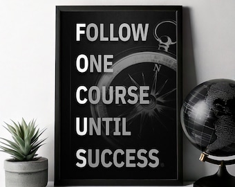 Focus Poster Motivational Wall Art Success Quote Print Discipline Productivity Decor Office Inspiration Home Gym Entrepreneur Mindset Gift