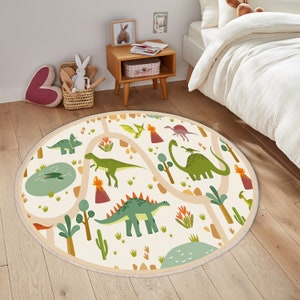 Dinosaur World Kids Carpets, Non-Slip Kids Room Carpets, Land Of Dinosaur Carpet, Jurassic Playmat, Trex Crawling Carpet, Playroom Rug