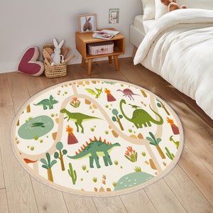 Dinosaur World Kids Carpets, Non-Slip Kids Room Carpets, Land Of Dinosaur Carpet, Jurassic Playmat, Trex Crawling Carpet, Playroom Rug image 1