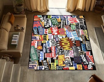 Graffititapijt, populair loperkleed, postertapijt, woonkamertapijt, popart gepersonaliseerd tapijt, modern tapijt, kunsttapijt, populair tapijt, tapijt met graffitipatroon