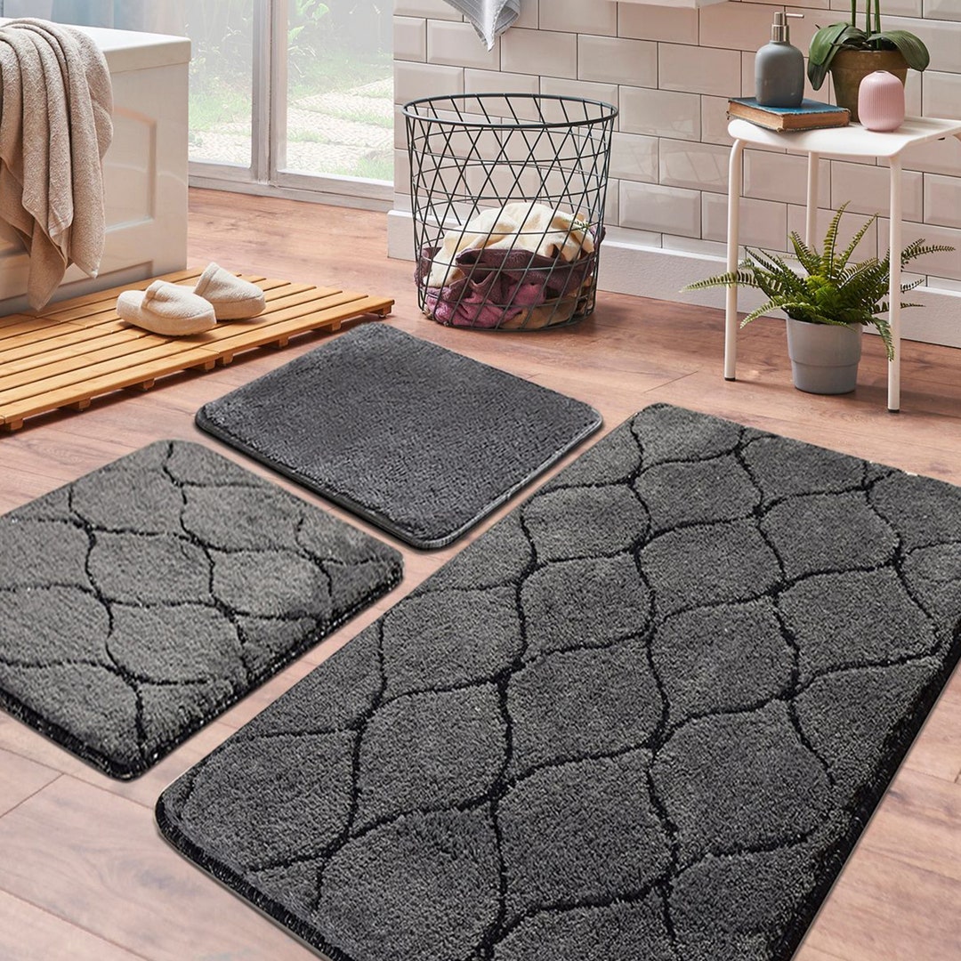 3-piece Bath Mat Set, 3-piece Gray Mat Set, Cabinet Set, Decorative ...