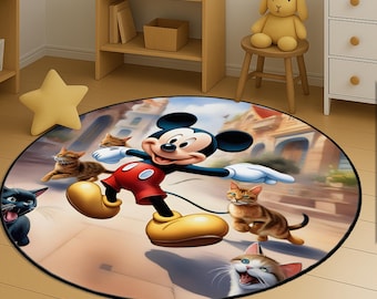 Mickey Mouse Desing Carpet, Mickey Mouse Desing Kids Rug, Kids Room Rug, Birthday Gift, Cute Mickey Mouse Theme Rug, Soft Non-Slip Play Mat