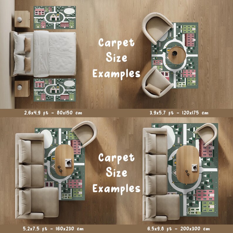 Road Playground Rug,winter Themed Carpet,street Map Carpets,kid's Plays ...