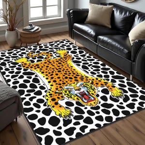 Tibetian Tiger Rug, Tiger Carpet, Tibetian Tiger Rug, Living Room Rug, Non-slip Rug, Washable Rug, Housewarming Gift, Leopard Patterned Rug