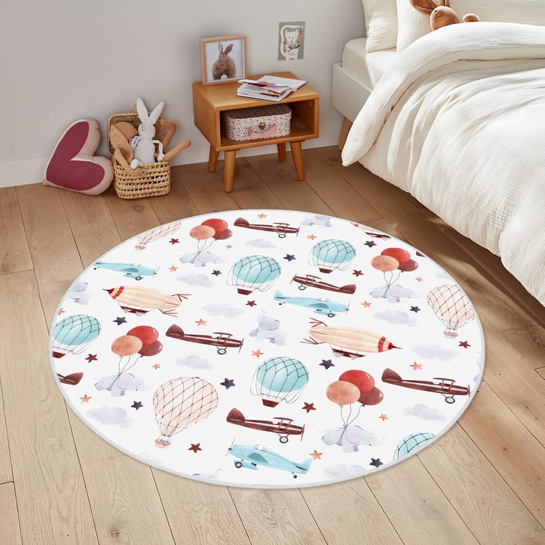 Plane Themed Kids Rug,play Room Kids Rug, Activity Rug, Toddler Rug ...