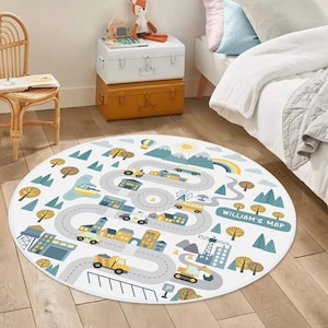 City Road Boys Room Rug,Playroom Rug,Kids City Traffic Rug,Baby Boy Activity Room,Nursery Decor,Play Carpet, City Rug, Nursery Road Play Mat