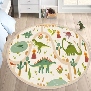 Dinosaur World Kids Carpets, Non-Slip Kids Room Carpets, Land Of Dinosaur Carpet, Jurassic Playmat, Trex Crawling Carpet, Playroom Rug image 9