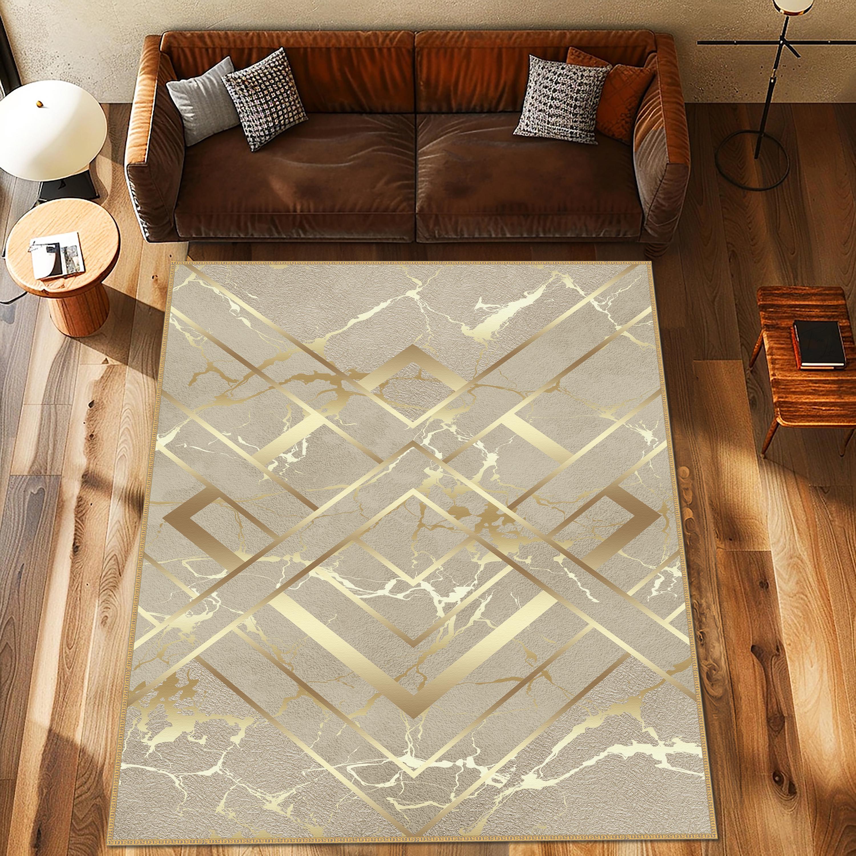 Area Rug Gold Diamond Pattern Gold Carpet, Modern Carpet, Gold Area Rugs, Gold Carpet, Marble Pattern ...