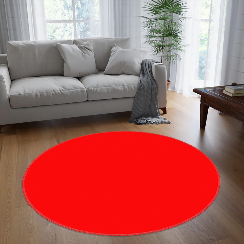 Red Round Rug, Red Area Rug, New Year Rug, Plain Red Color Round Carpet ...