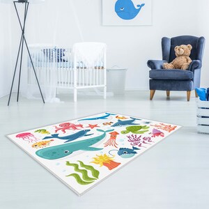 Dolphin Rug, Aquarium Rug, Fish Rug, Blue Rug, Underwater Animals Rug ...