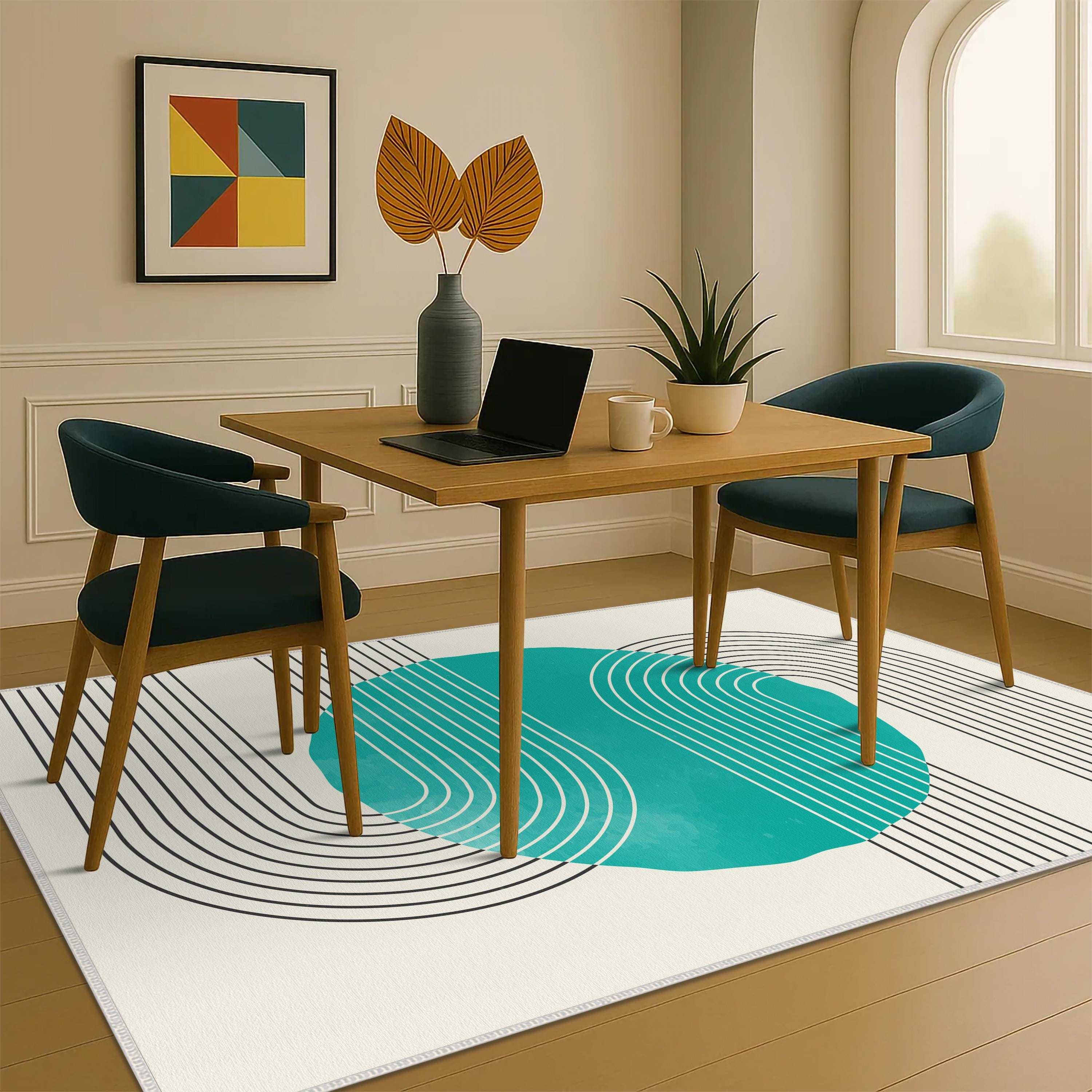 Abstract Patterned Rug, Beige One-draw Abstract Carpet, Geometric ...