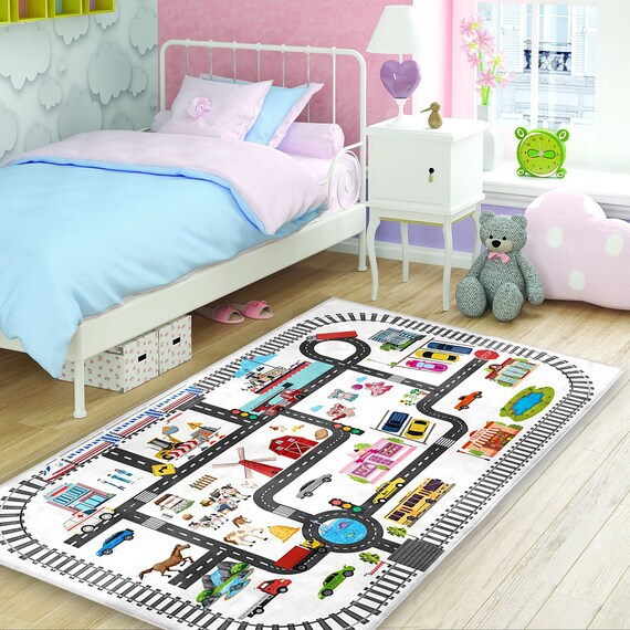 Alfombras De Auto De Carreras Para Habitación De Niños, Alfombra De Coche Para Habitación De Niños, Alfombra De Pista De Carreras, Alfombra De Carreras Para Niños, Alfombra De Juego Para Dormitorio, , large