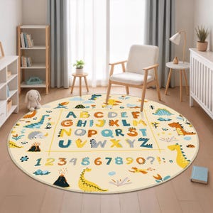 Buchstaben Teppich, Zahlen Kinderteppich, Dinosaurier Figur Kinder Lernteppich, ABC Kinderteppich, Alphabet Spielzimmer Matte, ABC Alphabet Kindergartenteppich