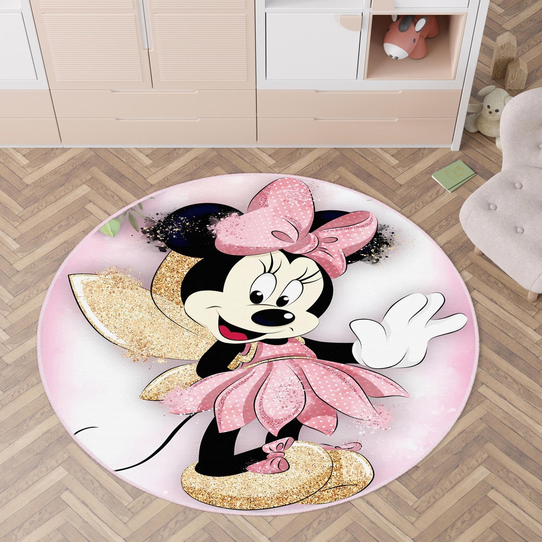 Mouse Pelt Rug Minnie Mouse Rug, Cartoon Theme Rug, Pink Minnie Mouse Kids Rug, Minnie ...