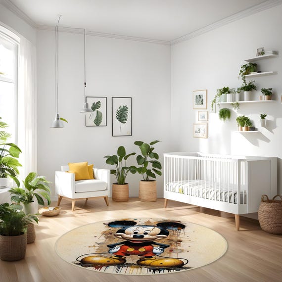 Mickey Mouse Rug, Cartoon Theme Rug, Mickey Mouse Custom Name Rug