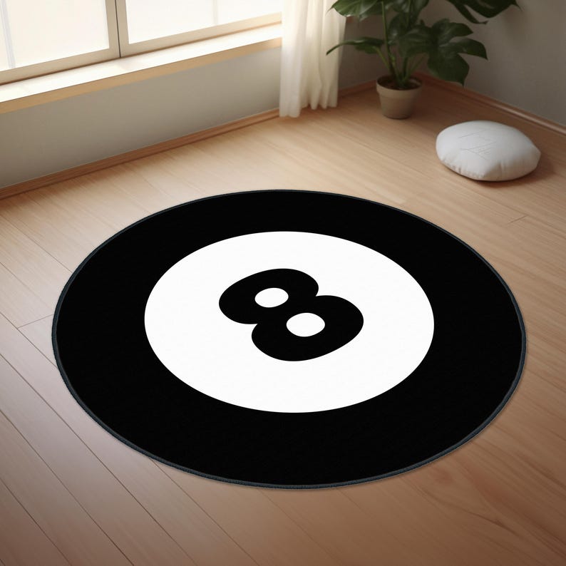 Billiard Ball Rug, 8 Ball Rug, Round Rug, Billiard Ball Rug, Living ...