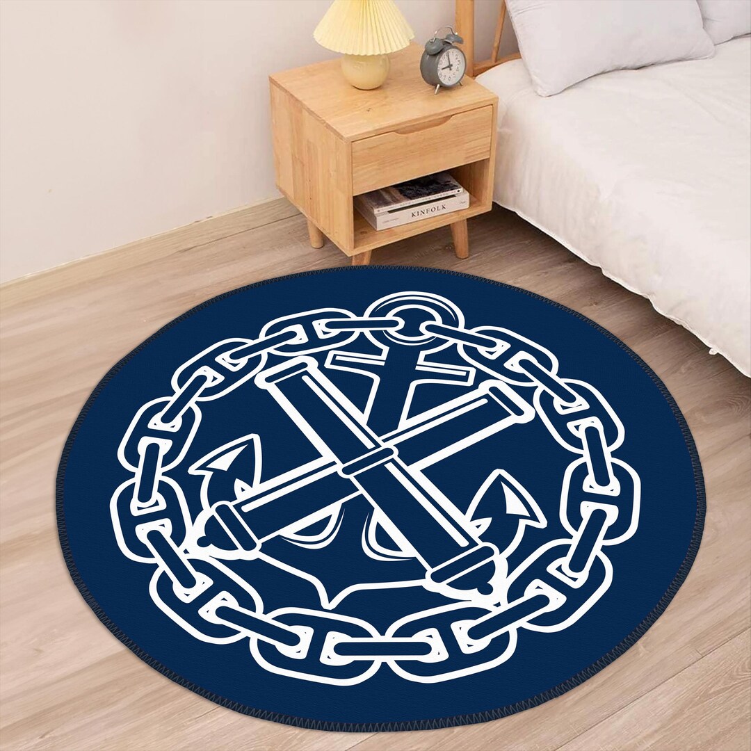 Sailor Rug, Anchor Rug, Anchor Area Rug, Navy Blue Rug, Navy Blue ...