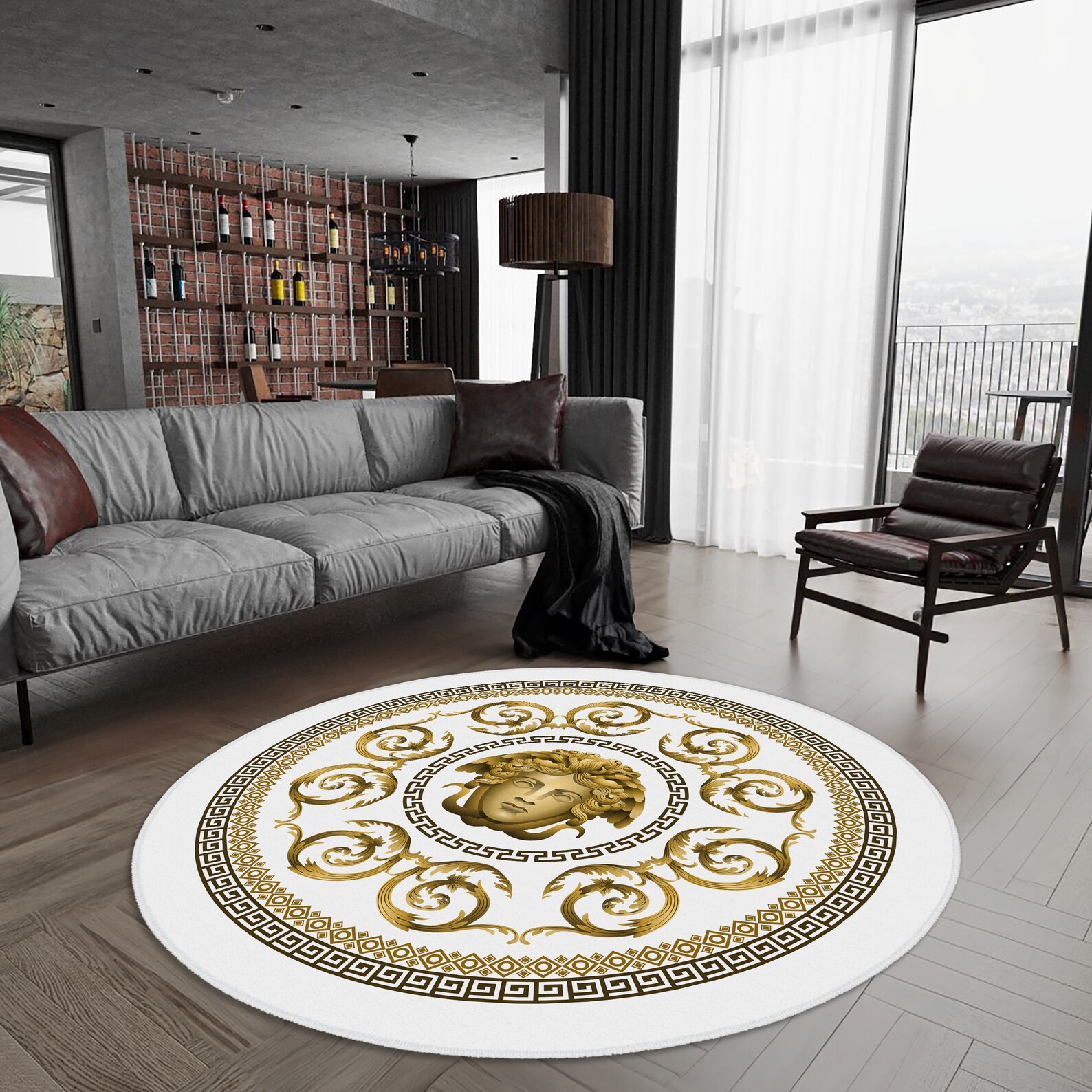 Greek Pattern Rug, Medusa Pattern Rug, Medusa Rugs, Living Room Rug ...