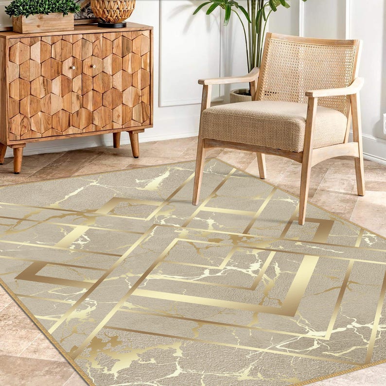 Area Rug Gold Diamond Pattern Gold Carpet, Modern Carpet, Gold Area Rugs, Gold Carpet, Marble Pattern ...
