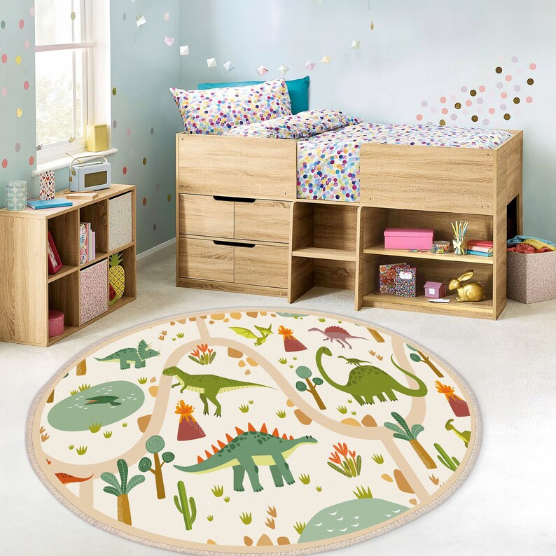 Dinosaur World, tapis antidérapants pour chambre d'enfants, tapis Land Of Dinosaur, tapis de jeu Jurassic, tapis rampant Trex, tapis de salle de jeux image 8