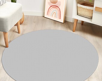 Light colored round rug, Minimalist round carpet, Plain Colored round carpet, Grey round carpet, Light tone round carpet, Plain Colored rug