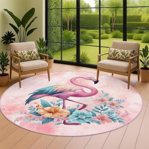 Flamingo Desing Living Room Carpet, Pink Flamingo Rug, Pink Floral Area Carpet, Pink Flamingo Kids Rug, Pink Flamingo Floral Design Carpet