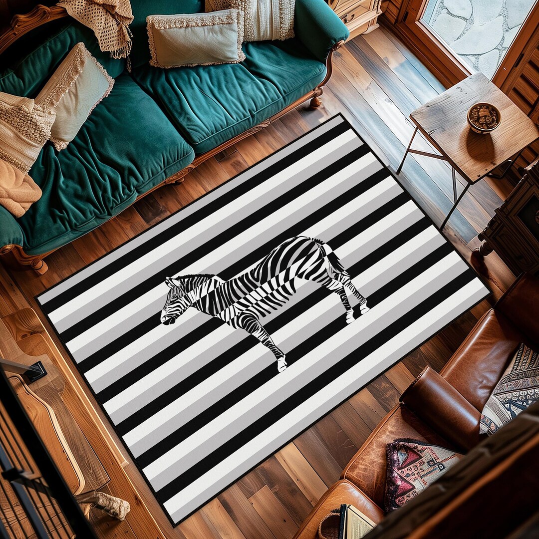 Zebra Pattern Rug, Zebra Skin Bedroom Rug, Non-slip Washable Rug ...