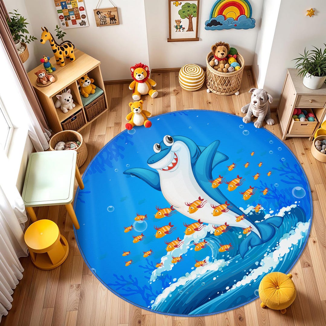 Ocean Design Kids Rug, Animal Rug, Sea Kids Fish Carpet,fishing Nursery ...
