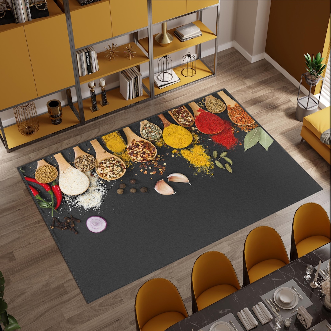 Spice Rug Colorful Spices Kitchen Rug, Machine Washable Kitchen Mat, Anti-slip ...